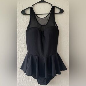 Esther Williams Set up on the Sand Black 1pc Swimsuit Skirt Mesh Top; size 12